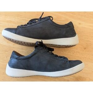 Womens Black Leather Lace Up Low Top Sneakers Casual Walking Shoes Bussula 7 /38